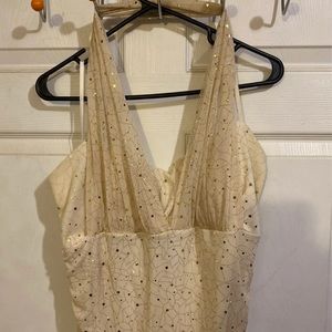 ***3/$30***Cream and Gold Formal Gown Size 14/16